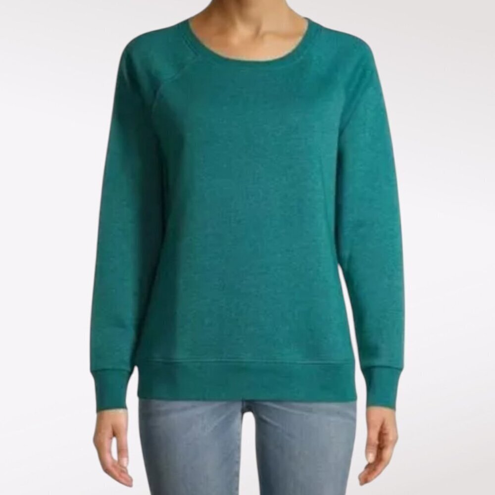 Time And Tru Teal Green Crewneck Sweatshirt Long Sleeve Pullover Size Large